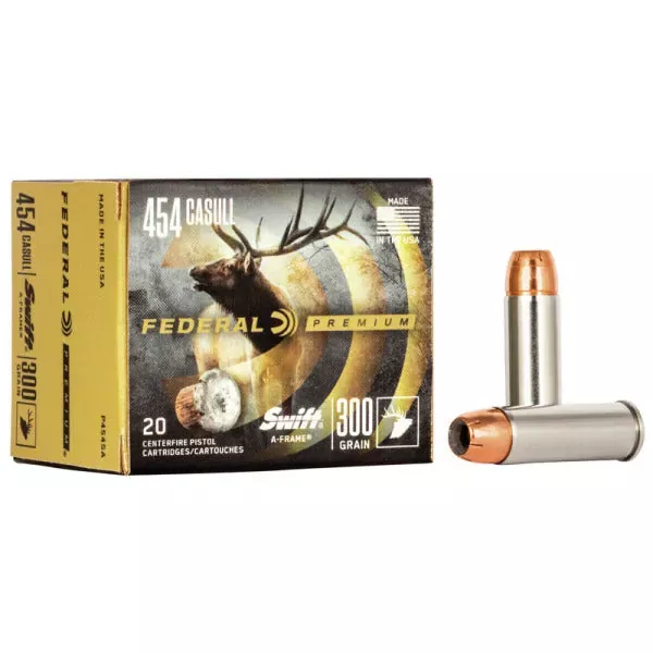 Federal Premium 454 Casull Ammunition 300 Grain Swift A-Frame Jacketed Hollow Point Box of 20