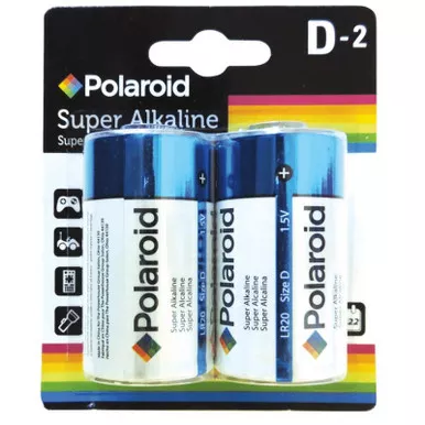 Polaroid 27084 D Cell Super Alkaline Batteries (2 Pack)