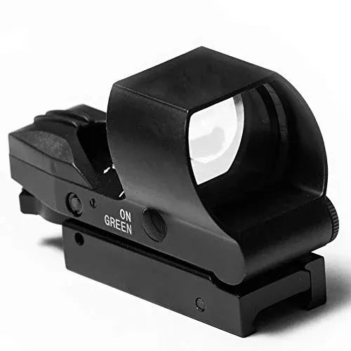Reflex Sight | 45 Degree Offset Mount Included | Reflex Rifle Optic with 4 Reticle Patterns | Adjustable Color Settings | Red Dot Green Dot Gun Scope